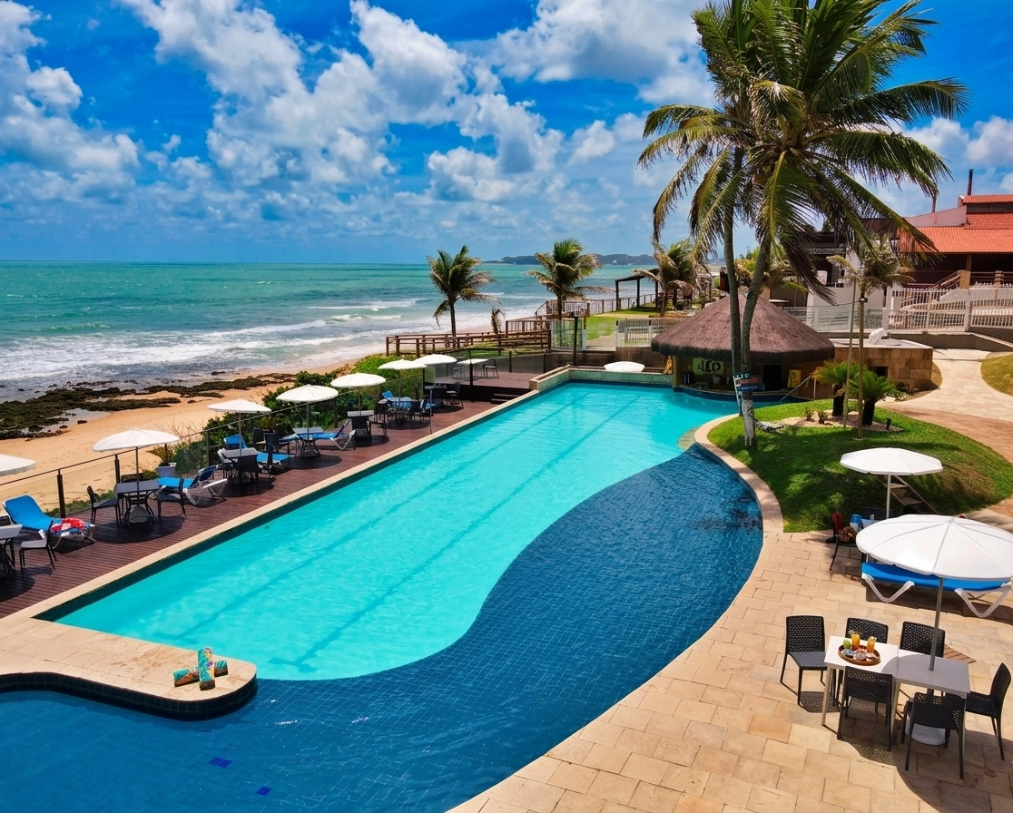Beachfront pool overlooking the Atlantic Ocean